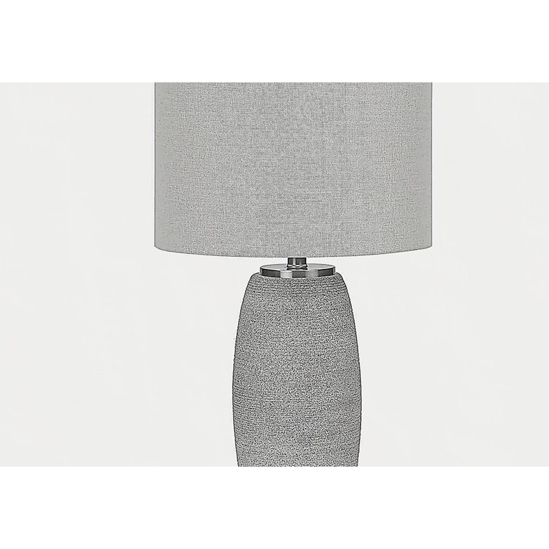 Lighting, 25 po, lampe de table, céramique grise, abat-jour gris, moderne