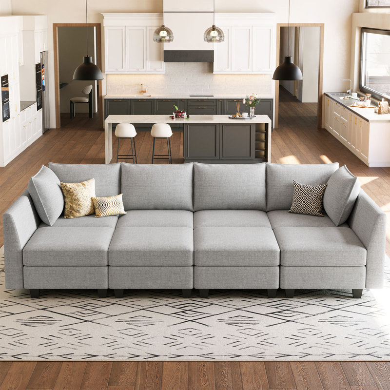 Canapé-lit modulaire convertible Aurora Chenille, H 36,2 po x l 112,6 po x P 59,8 po, Gris chenille