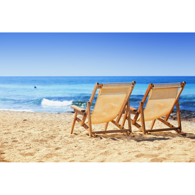 Chairs On Sandy Beach by Mbbirdy - No Frame Art Prints on Canvas, 61cm H x 91cm W
