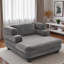 Chaise longue moderne en chenille avec assise profonde et accoudoirs superposés-1974940290
