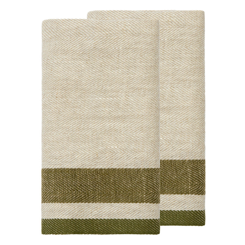 Torchon Gordes, olive, naturel, 20 po x 30 po, Olive / naturel