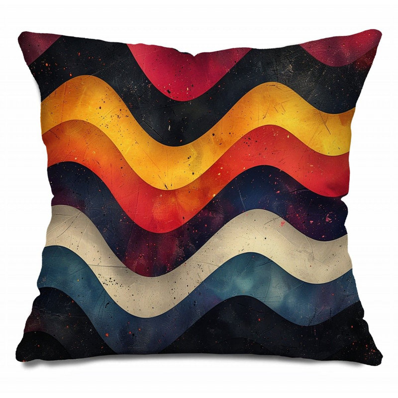 Coussin décoratif abstrait, sergé de coton artistique, H 18 po x l 18 po
