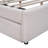 Warm beige striped headboard upholstered platform queen bed with twin XL trundle, teddy fleece with app-controlled LED lighting-129232412
