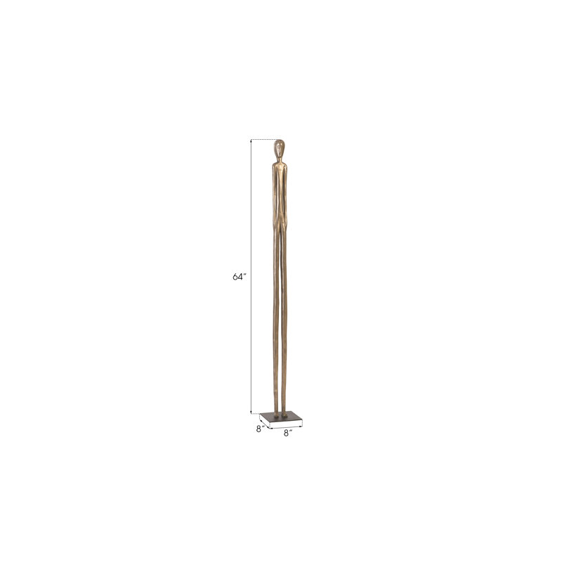 Tall Polished Bronze Contemporary Metal Statue