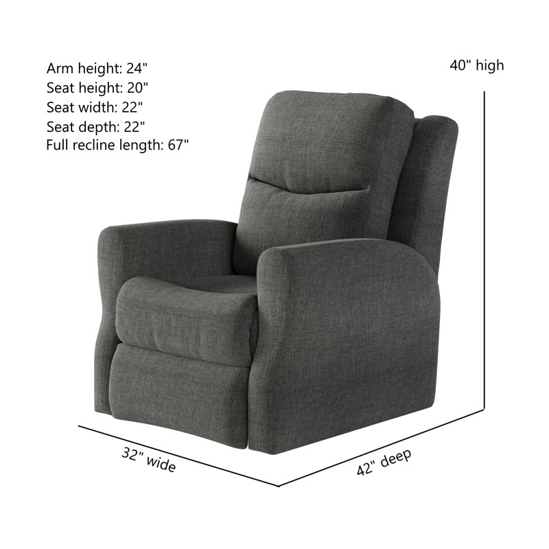 Fame Swivel Rocker Recliner, Gray Polyester