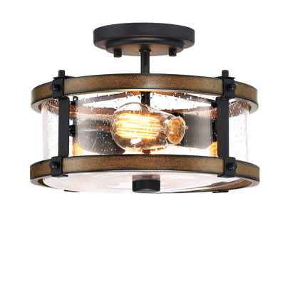 Duyen 2 - Light Seeded Glass Semi Flush Mount