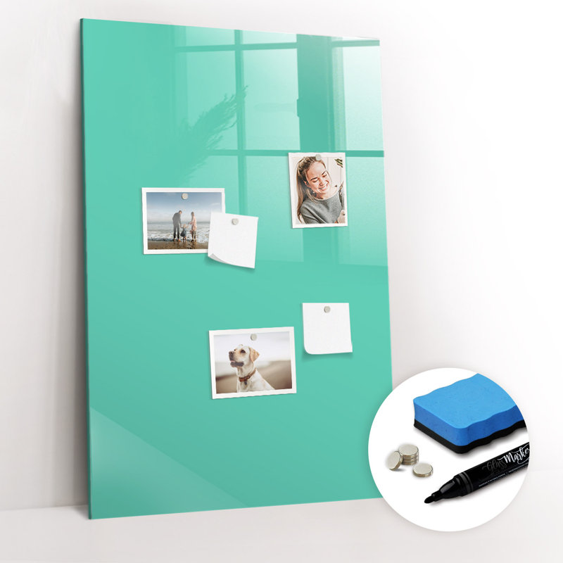 Magnetic Glass Dry Erase Board, Turquoise
