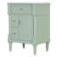Meuble-lavabo compact vert avec lavabo, structure en bois massif, rangement de salle de bain moderne