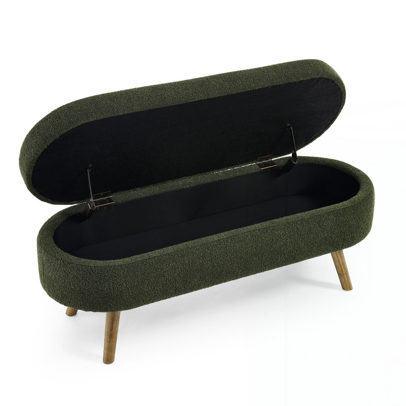 Ottoman Oval Storage Bench, Green