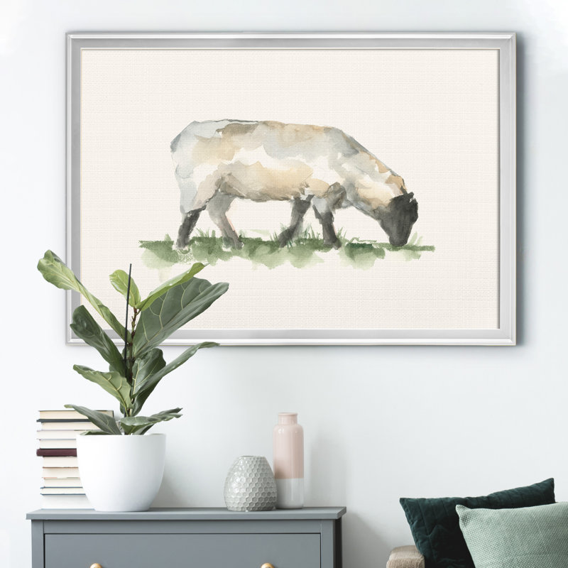 «Grazing Farm Animal III», peinture sur toile encadrée, H 30,5 po x l 42,5 po x P 1,5 po, Argent