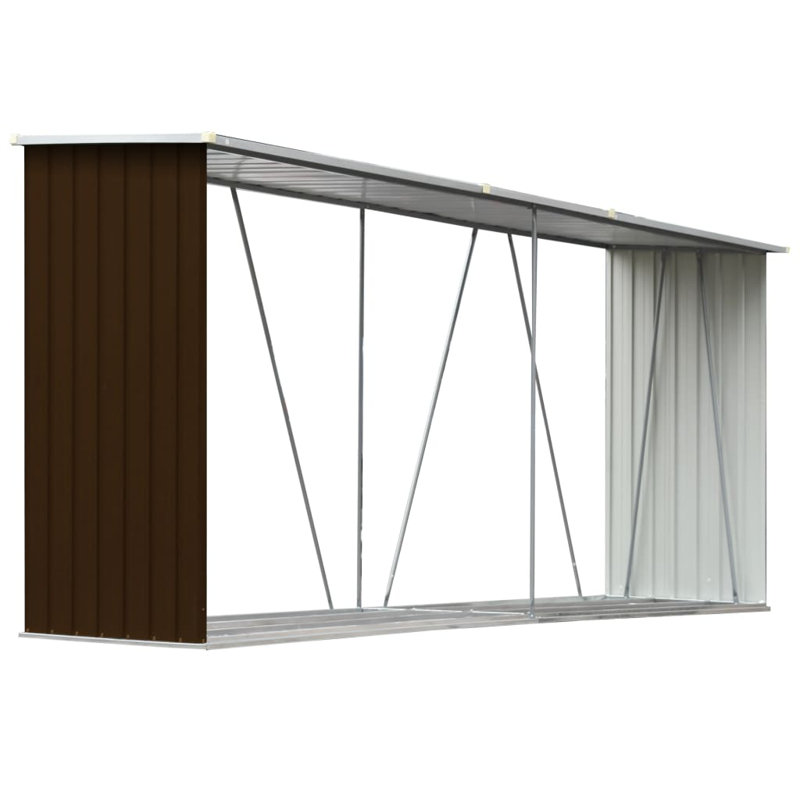 330cm W x 84cm D Metal Log Store, Brown