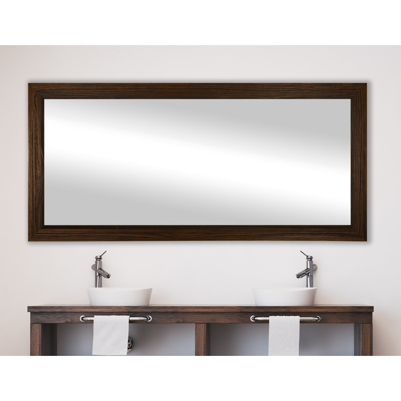 Dakston Solid Wood Flat Wall Mirror, 35.25" x 64.25", Mocha