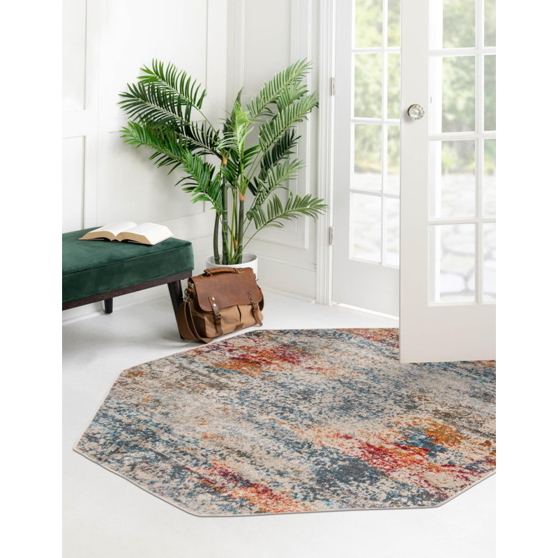 Abstract Indoor Rug, Octagon 8'2"