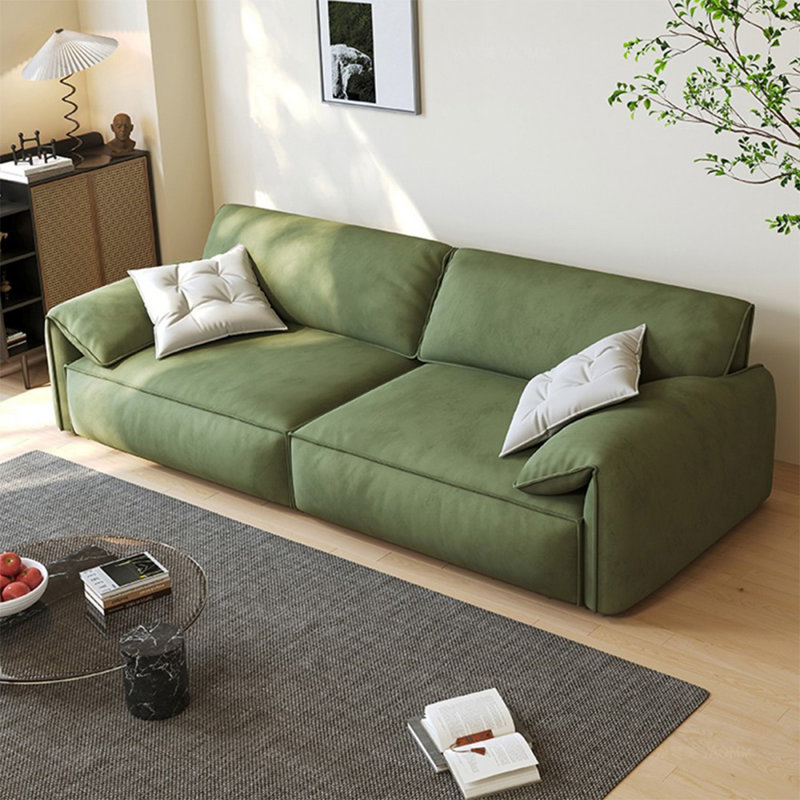 Coussin modulaire en polyester vert, 4, 31.5" H x 109.45" W x 41.34" D