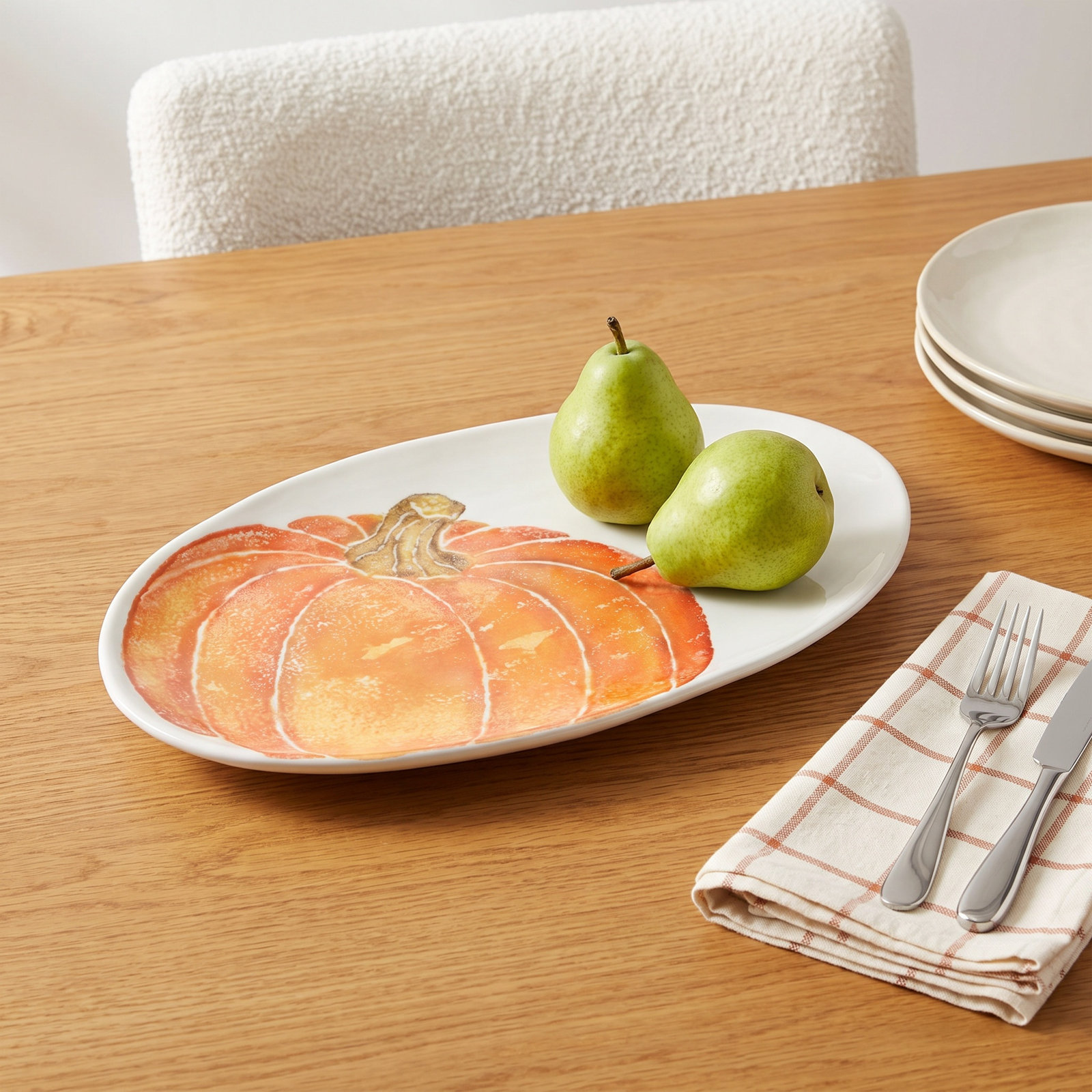 Pumpkins Oval Terra Bianca Platter