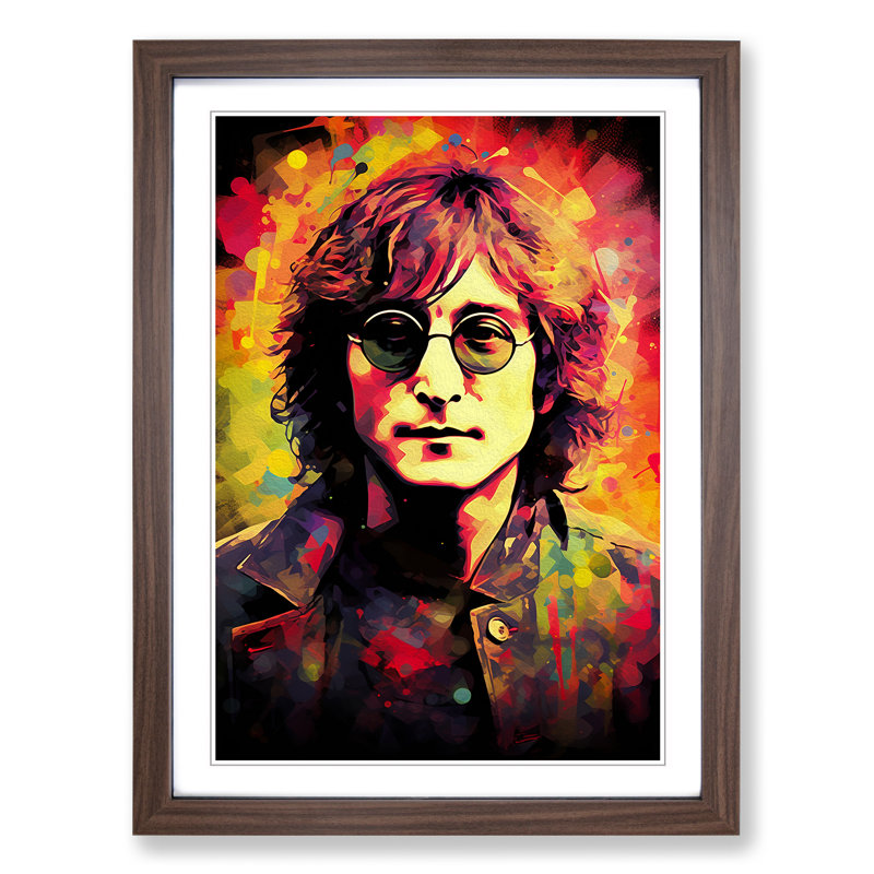 John Lennon Digital - Framed Print, Walnut, 64cm H x 46cm W x 2cm D