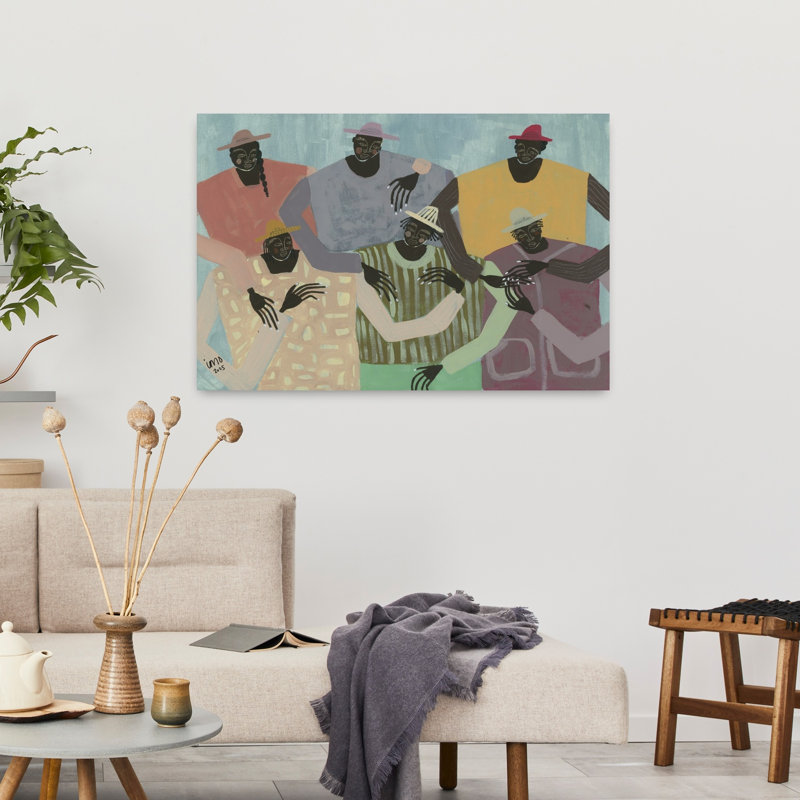 «Group Chat», art mural moderne abstrait coloré, H 24 po x l 36 po