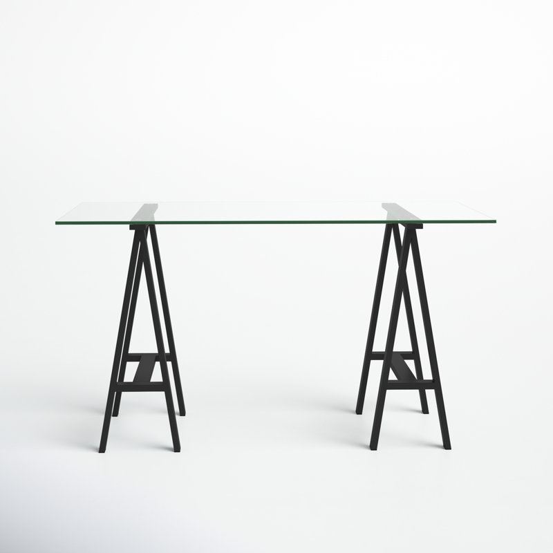 Kapri Tigerlily Glass Desk, 30" H x 55" W x 30" D, Black
