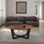 Table basse en bois massif 44 po - Table ronde moderne en acacia brun et noir