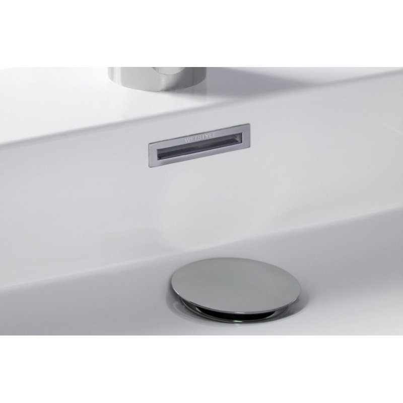 Cube 60" Right Centered Vessel Sink Top, Polished Chrome, Three Holes, Matte White