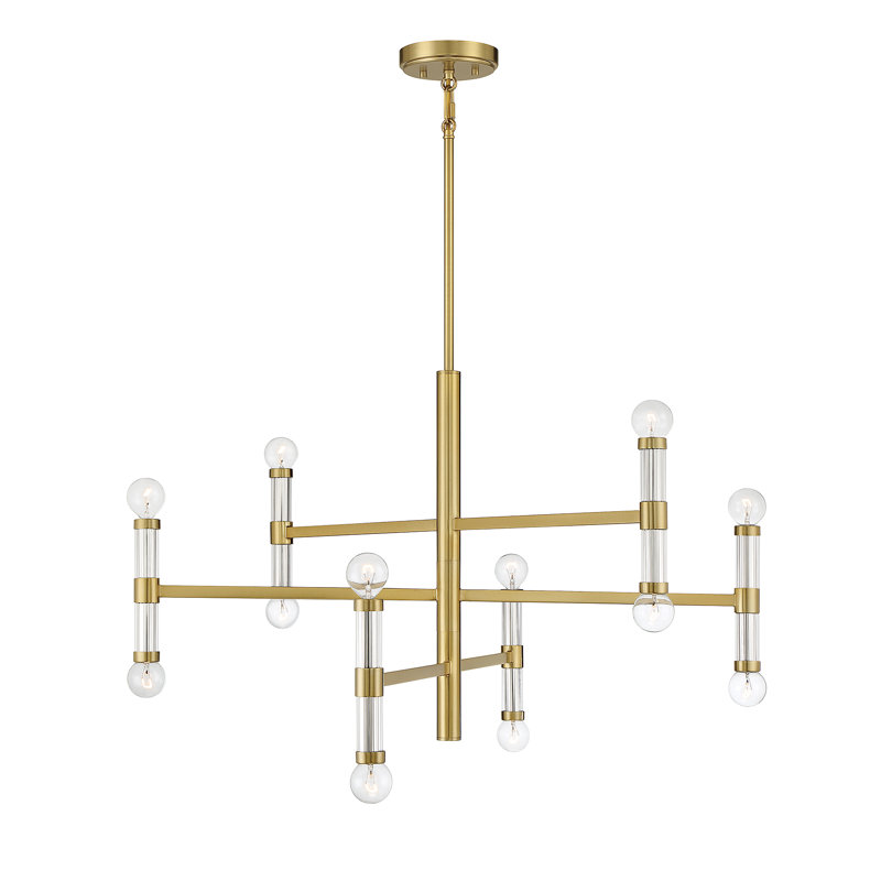 Lustre 12 lumières Edberg en laiton chaud (SORTIE), Laiton