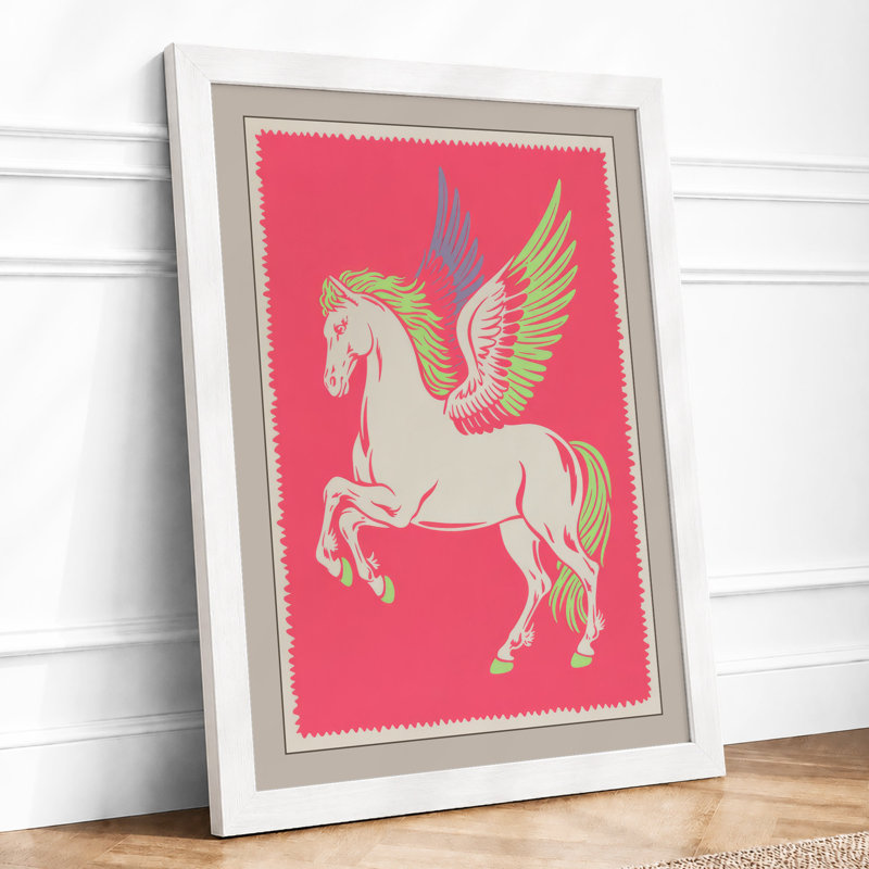 Pegasus Rising Maximalist - Framed Print, A4 - 29.7 x 21.0 cm, White