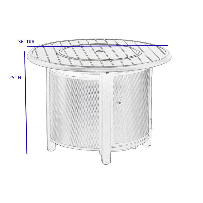 Black 36" Round Aluminum Gas Fire Pit Table
