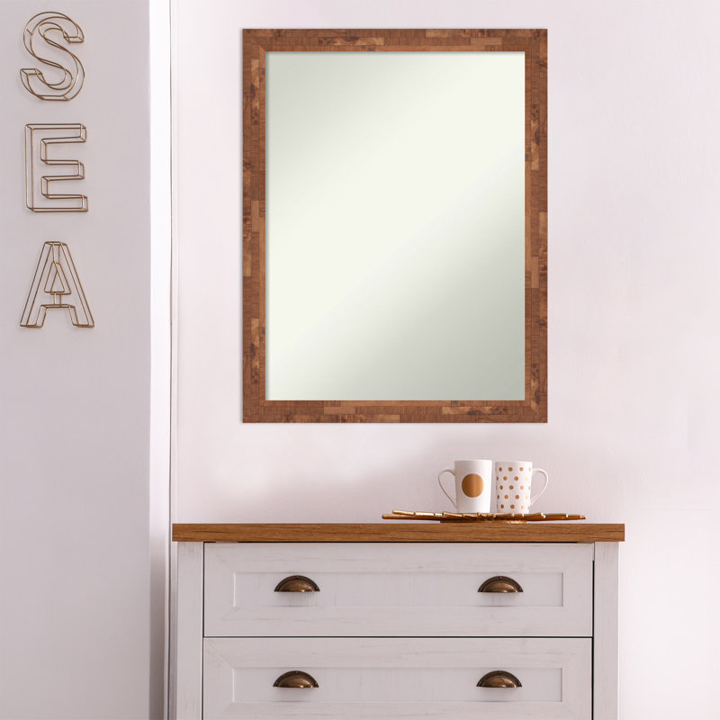 Miroir mural en bois Isais Leavens, Brun patiné, 20,5 po x 26,5 po