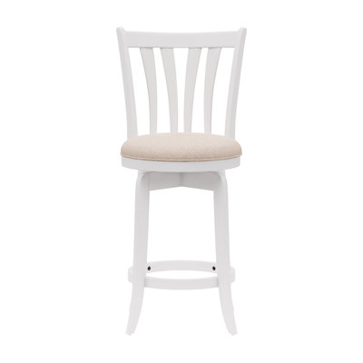 Asharn Swivel Upholstered Counter Stool, White