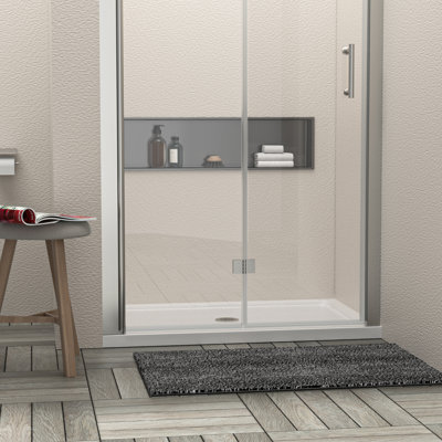 Base de douche 48 po * 32 po à simple seuil en acrylique, base de douche moderne, antidérapante, antidérapante et durable avec égouttoir central