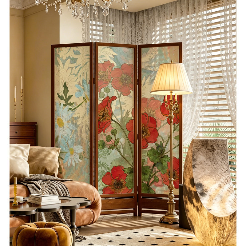Paravent de chambre à coucher Qoiqisha, 3, 70.9" H x 53.1" W x 1.2" D