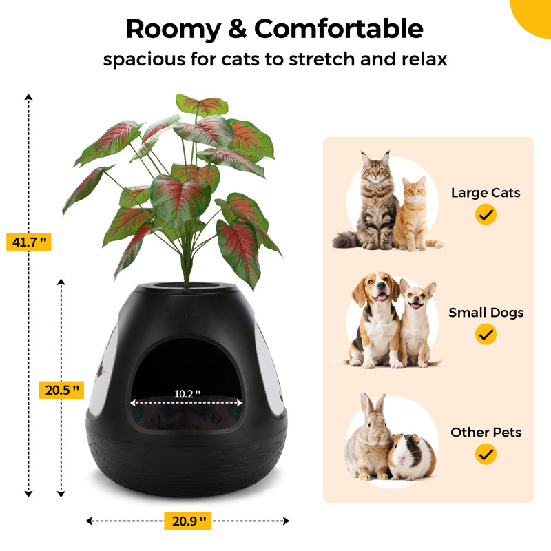 Maison pour chat chauffée avec purificateur d'air, Noir