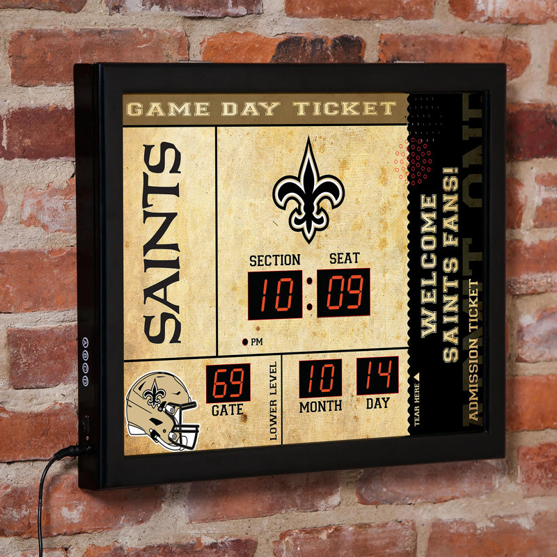 Horloge murale New Orleans Saints, Sport Team New Orleans Saints, Brun clair / noir / or