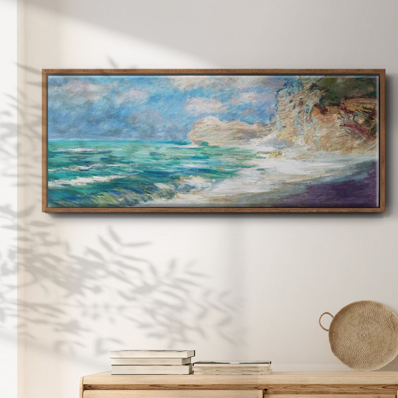 La côte au port d'Amont, mer agitée, 1886 - Toile encadrée, H 8 po x l 20 po