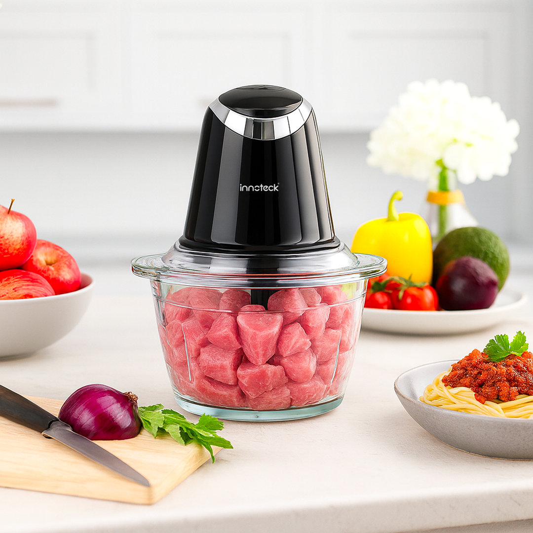 B&Q -  1L Mini Food Chopper With Glass Bowl2 Speeds & Stainless Steel Blades 500W - Image 3