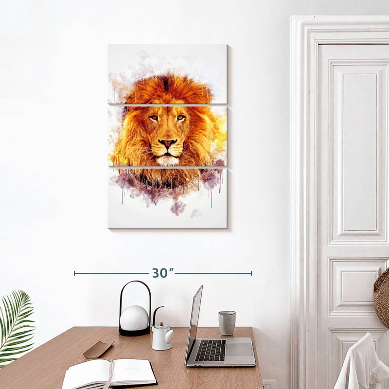 Éclaboussures de peinture de tête de lion, H 32 po x l 20 po
