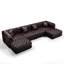 Ensemble de canapé modulaire 134,4 po à 4 places, canapé modulaire rembourré en similicuir avec capitonnage à boutons fait à la main, 2 repose-pieds et 4 coussins, combinaison multiple pour le salon, brun foncé-132277910