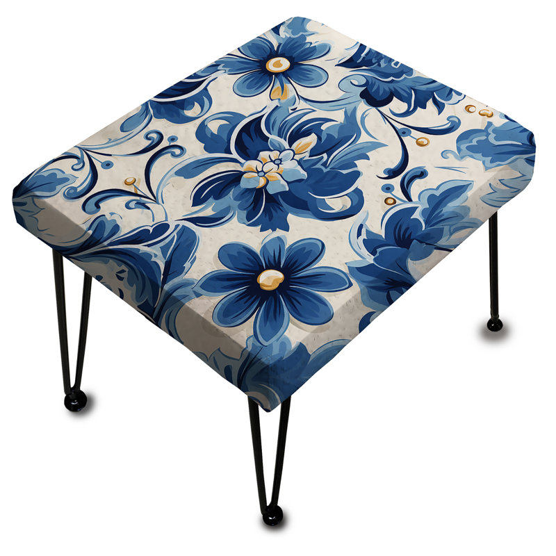 Motif de fleurs bleues à motif de carreaux méditerranéen - Paisley