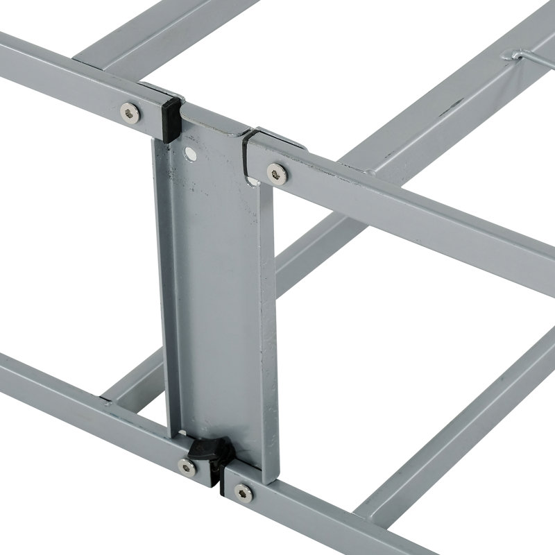 Grand lit 9 po Base de lit en métal pliable, grise, portative avec lin amovible, sommier pour matelas, grand et facile à ranger, revêtement en lin amovible réglable, peut être placée dessus