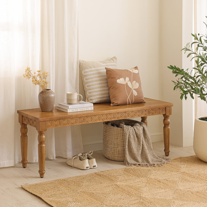 Banc en bois massif 53 po Carvella