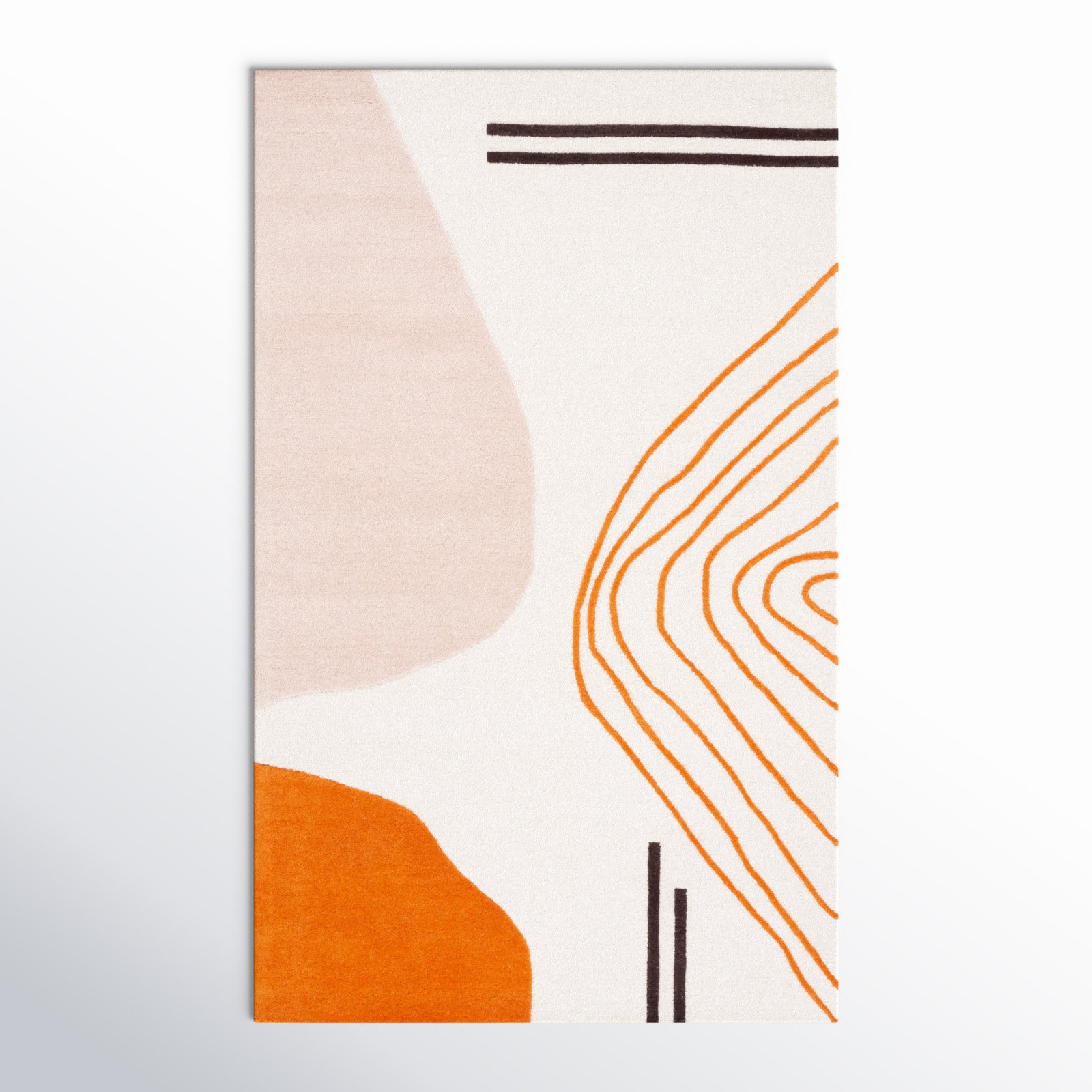 Felipe Ivory Rust Hand-Woven Abstract Wool Rug, Rectangle 4' x 6'