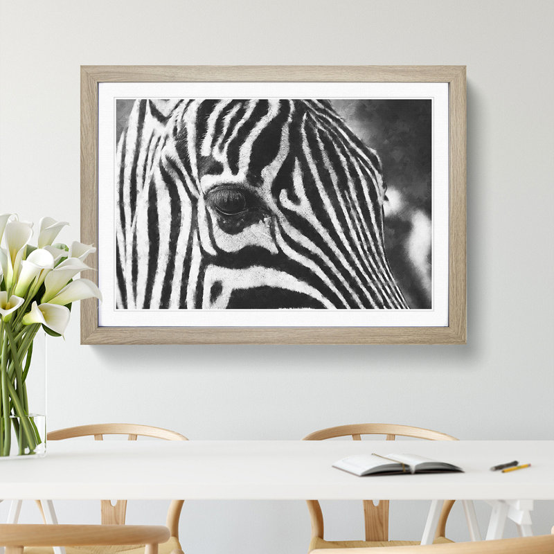 Zebra Vol.1 - Picture Frame Painting, 27cm H x 36cm W x 2cm D, Oak