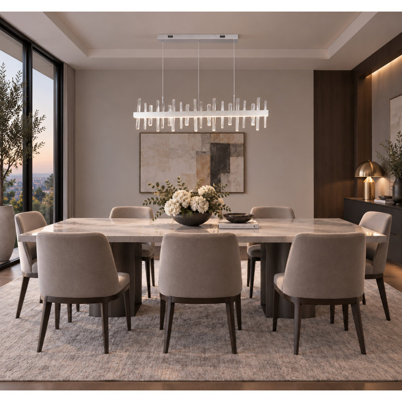 Lustre moderne en cristal linéaire à DEL 8 lumières Modern