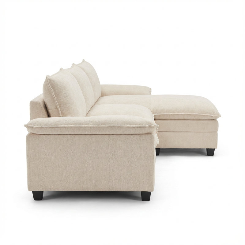 Canapé modulaire 110 po avec repose-pieds modulaire 110 po avec repose-pieds et siège profond, beige, Beige, 4