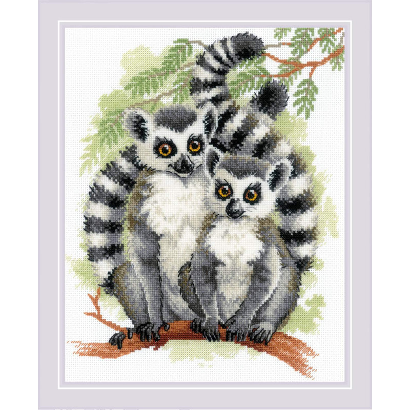  Kit de point de croix compté Lemurs