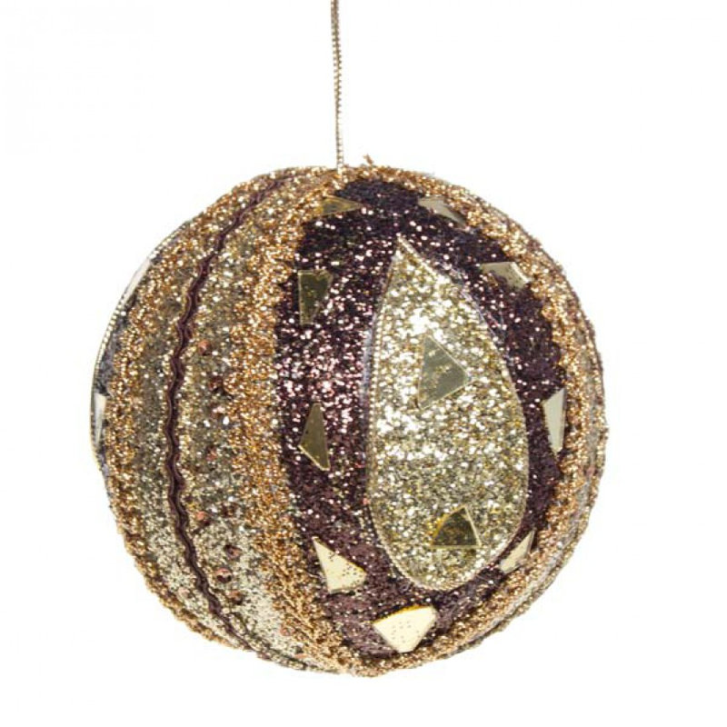 10cm Bauble, Brown and Gold