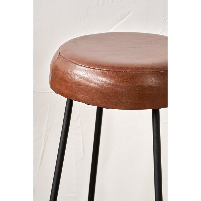 Cosimo Upholstered Counter Stool with Metal Frame, Brown