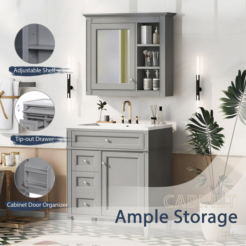 Armoire de salle de bain Tenara, Gris