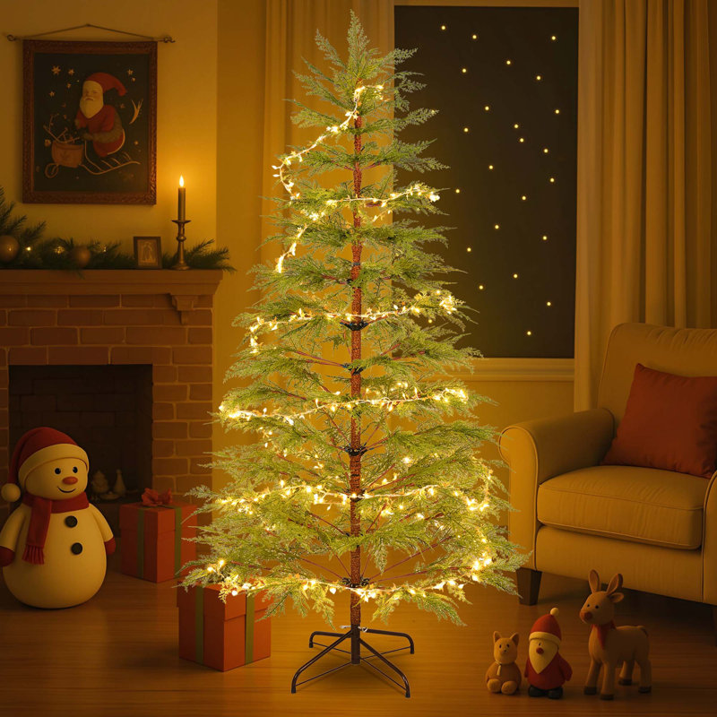 Arbre de Noël artificiel de 6 pi avec 6 lumières de Noël et support en métal 6 pi