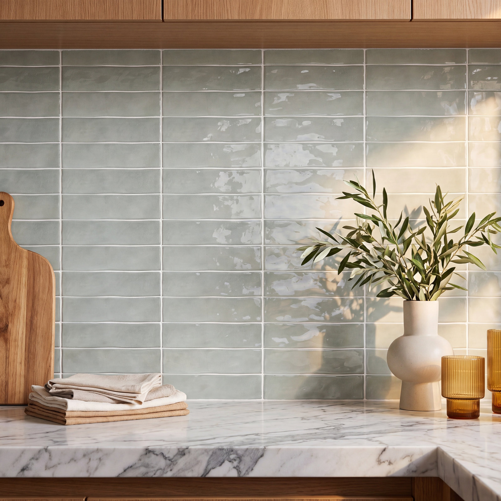 Supreme Tile Kezma 3 in. x 12 in. Ceramic Subway Wall Tile, Jade Green